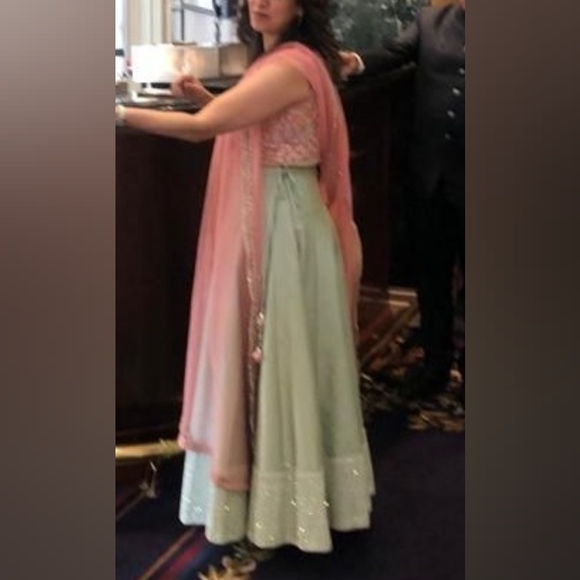 Embroidered lehenga in pink and green, size M/L🩷 💚 - Picture 4 of 4